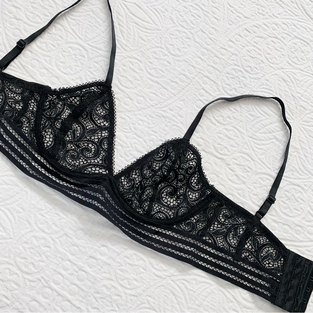 Else Lingerie Paisley Bralette, Black (32D) - Picture 3 of 5